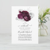 Burgund und Silver Floral Virtual Wedding Einladung (Stehend Vorderseite)