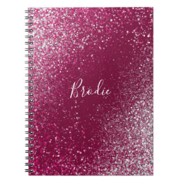 Burgund und Silver Glitzer Foto Notizblock