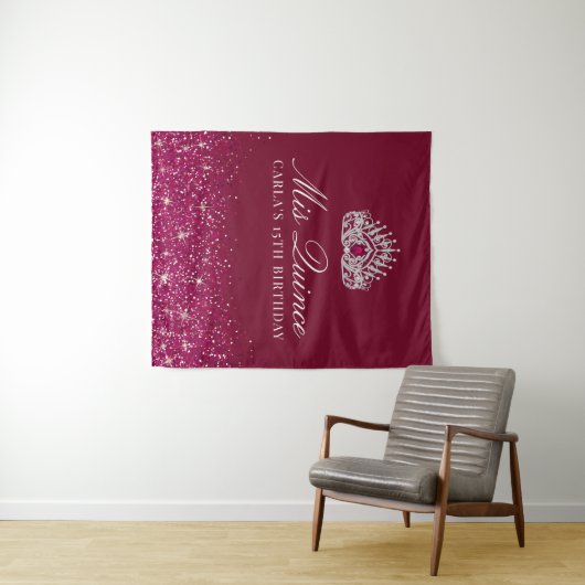 Burgund und Silver Glitzer| Hintergrund der Quince Wandteppich (Beispiel (Horizontal))