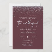 Burgund und Silver Glitzer Wedding Einladung (Vorderseite)