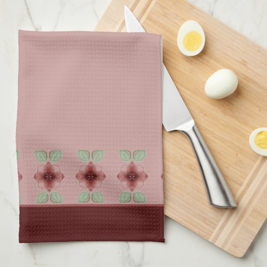 Burgund und staubige Rose Geschirrtuch (Viertel Falte)