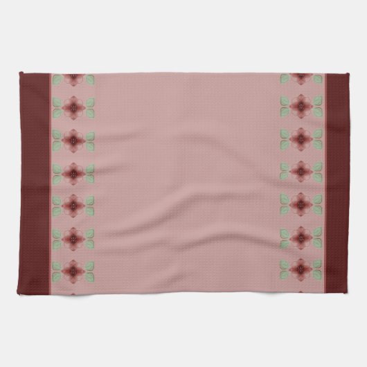 Burgund und staubige Rose Geschirrtuch (Horizontal)