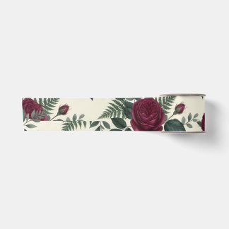 Burgund und Waldgrün floral Satinband