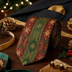Burgund- und Waldgrün-Weihnachts-Regency Krawatte