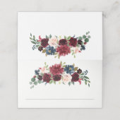 Burgund und Wasserfarbenflora der Marine Platzkarte (Außenseite Aufgefaltet)