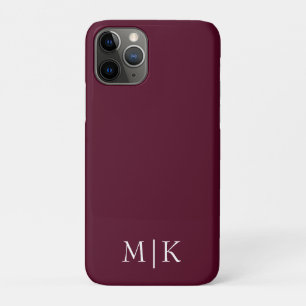 Burgund und Weiß Modernes Monogramm Case-Mate iPhone Hülle
