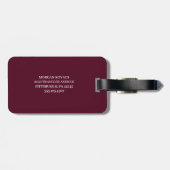Burgund und Weiß | Modernes Monogramm Gepäckanhänger (Rückseite horizontal)