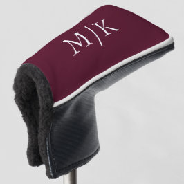 Burgund und Weiß | Modernes Monogramm Golf Headcover