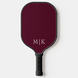 Burgund und Weiß | Modernes Monogramm Pickleball Schläger