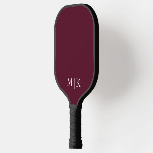 Burgund und Weiß | Modernes Monogramm Pickleball Schläger (Links)