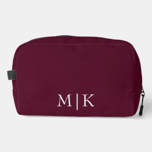 Burgund und Weiß Modernes Monogramm Waschbeutel