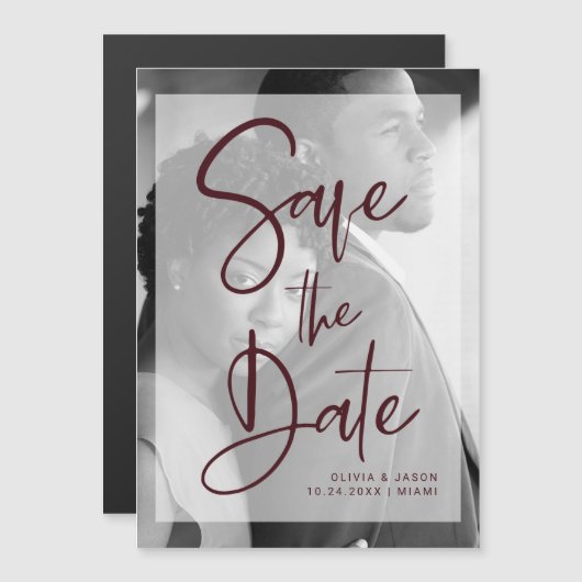 Burgund und Weiß-Overlay| Foto Magneteinladung (Vorne/Hinten)