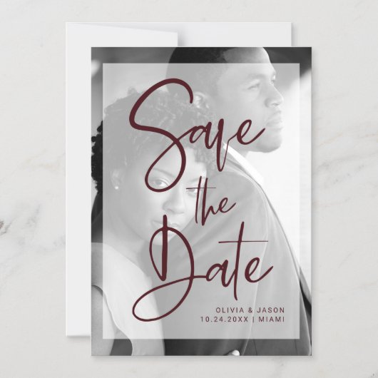 Burgund und Weiß-Overlay| Foto Magneteinladung (Vorderseite)