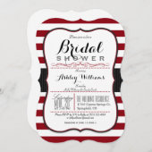 Burgund und weiße Streifen; elegantes Brautparty Einladung (Vorne/Hinten)