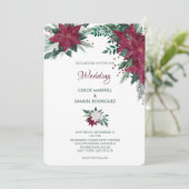 Burgund und weiße Weihnachtsfeiern Einladung (Stehend Vorderseite)