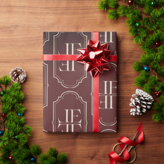 Burgund und weißes elegantes Monogramm Geschenkpapier