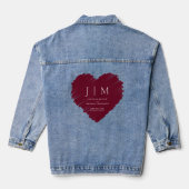 Burgund und weißes formales einfaches Monogramm-He Jeansjacke (Rückseite)