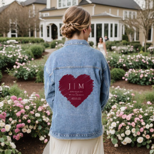 Burgund und weißes formales einfaches Monogramm-He Jeansjacke