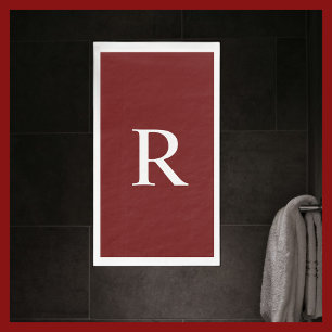 Burgund und Weißes Mit Monogramm Papierhandtuch Serviette