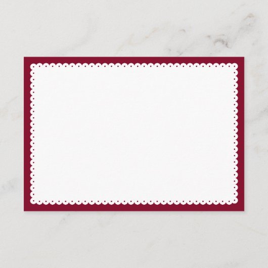 Burgund und weißes Papel Picado Quinceañera Begleitkarte (Rückseite)