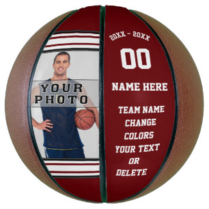 Burgund und Weißes Personalisiertes Foto Basketba Basketball