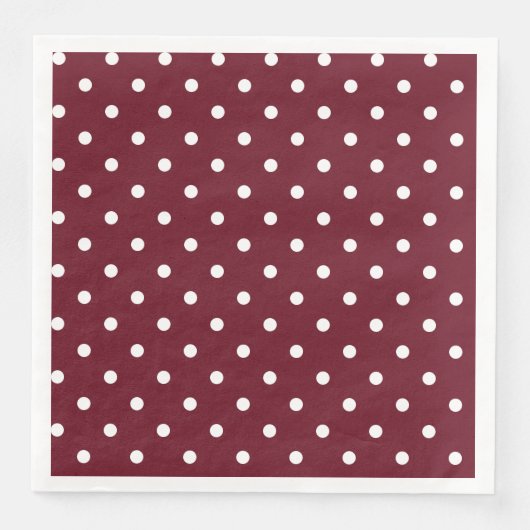 Burgund und weißes Polka Dot Muster Serviette (Vorderseite)