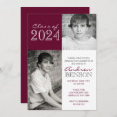 Burgund und White 2 Foto Abschluss Einladung (Vorne/Hinten)