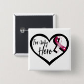 Burgund und White Awareness Ribbon für meinen Held Button (Vorne & Hinten)