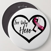 Burgund und White Awareness Ribbon für meinen Held Button (Vorne & Hinten)