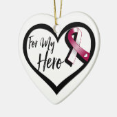Burgund und White Awareness Ribbon für meinen Held Keramikornament (Links)