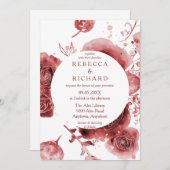 Burgund und White Charming Hochzeit Einladung (Vorne/Hinten)