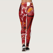Burgund und White Digital Fluid Art Leggings (Rückseite)