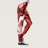 Burgund und White Digital Fluid Art Leggings (Rechts)