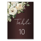 Burgund und White Roses Vintag Boho Wedding Tischnummer (Vorderseite)