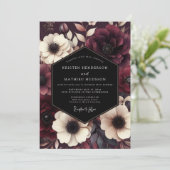 Burgund-üppige gotische Hochzeit Einladung (Stehend Vorderseite)