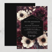 Burgund-üppige gotische Hochzeit Einladung (Vorne/Hinten)