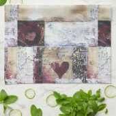 Burgund Valentines Serie Design 11 Geschirrtuch (Gefaltet)