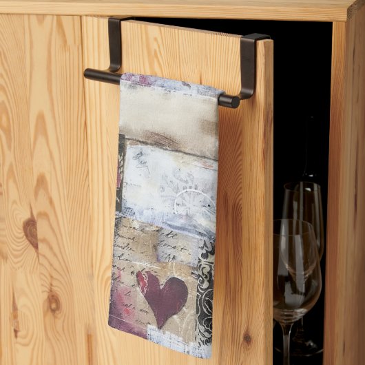 Burgund Valentines Serie Design 11 Geschirrtuch (Drittel gefaltet)