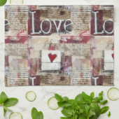 Burgund Valentines Serie Design 12 Geschirrtuch (Gefaltet)