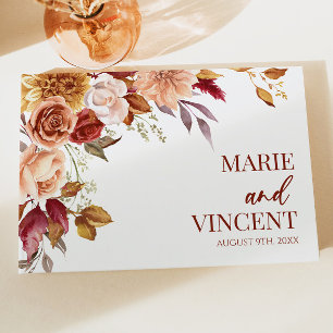 Burgund verbranntes Orange Braunes Blumen Hochzeit Gästebuch