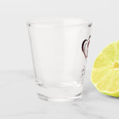 Burgund-Verbundenes Herz-Personalisiert-Schiebegla Schnapsglas (Links)