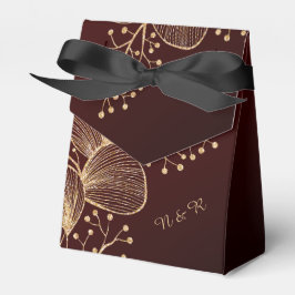 Burgund & Vergoldet Blumige Elegante Hochzeit Geschenkschachtel