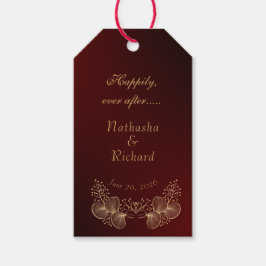 Burgund & Vergoldete Florale Elegante Hochzeit Geschenkanhänger