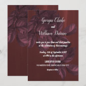 Burgund Verlasse Rustic Vintage Wedding Einladung (Vorne/Hinten)