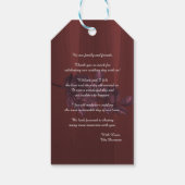 Burgund Verlasse Rustic Vintage Wedding Gift Tag Geschenkanhänger (Rückseite)