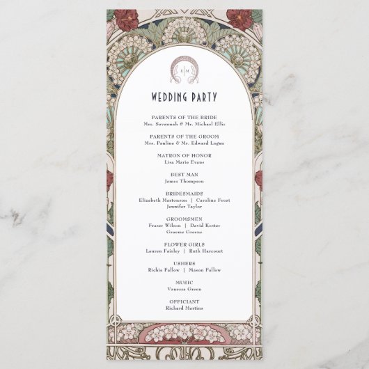 Burgund Vintage Hochzeitsprogramm Jugendstil Programm (Rückseite)