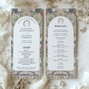 Burgund Vintage Hochzeitsprogramm Jugendstil Programm