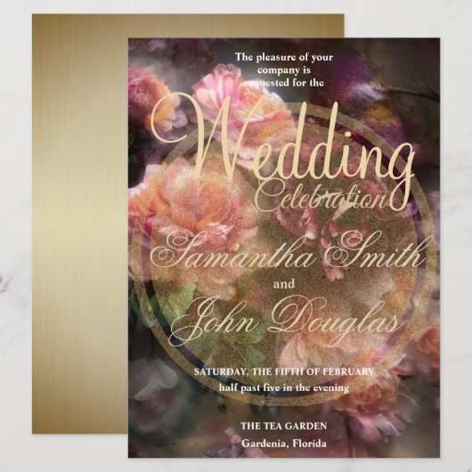 Burgund Vintage Rose in Gold gemalt (Vorne/Hinten)