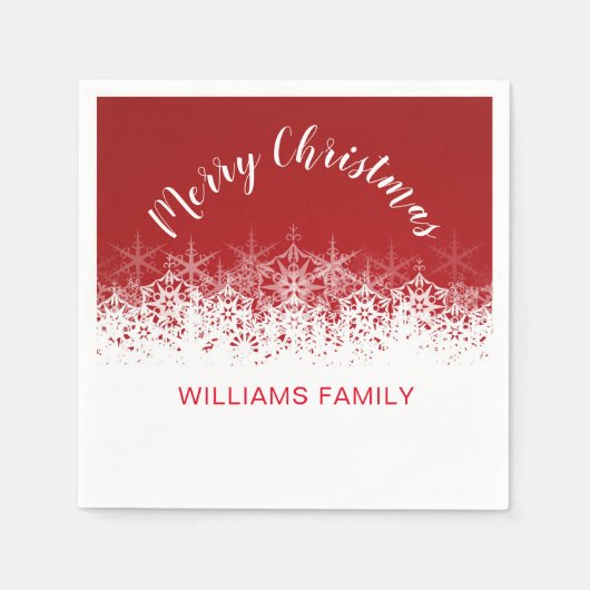 Burgund Vintage Schneeflocken fröhliche Weihnachte Serviette (Vorderseite)
