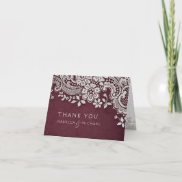 Burgund Vintage Spitze rustikale Hochzeit danke